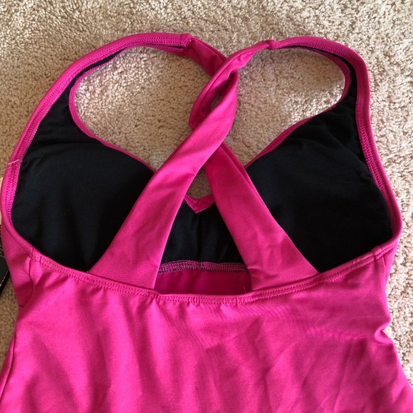 NWT TYR Pink with Black Trim Tankini with Full Coverage Bottoms Size 4/6 - Picture 6 of 15